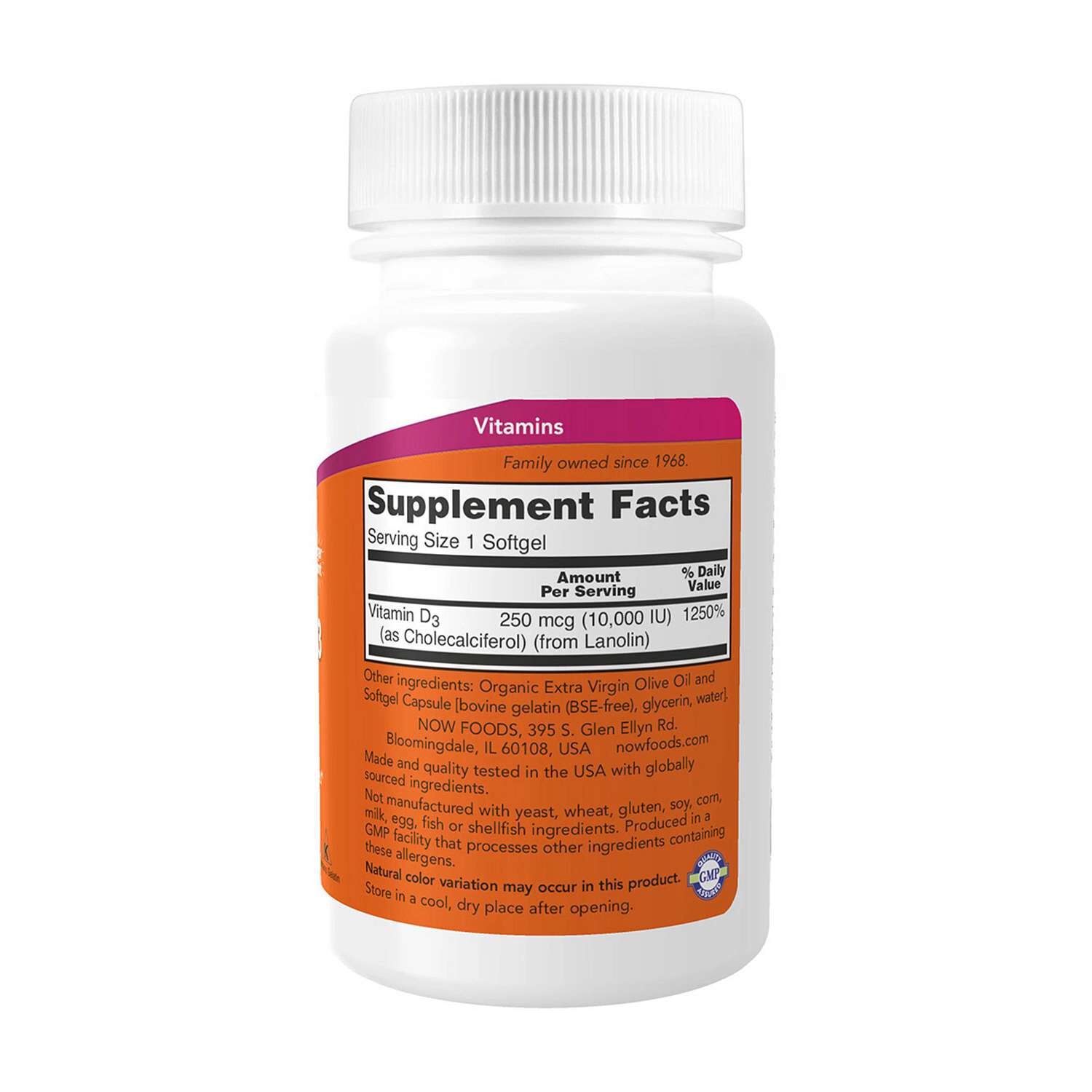 Vitamin D-3 10000 IU - 120 Softgels (40 Servings)
